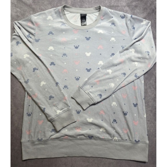 Disney Other - Disney Womens Medium Mickey Mouse Silky Fleece Long Sleeve Pajama Top Only Gray
